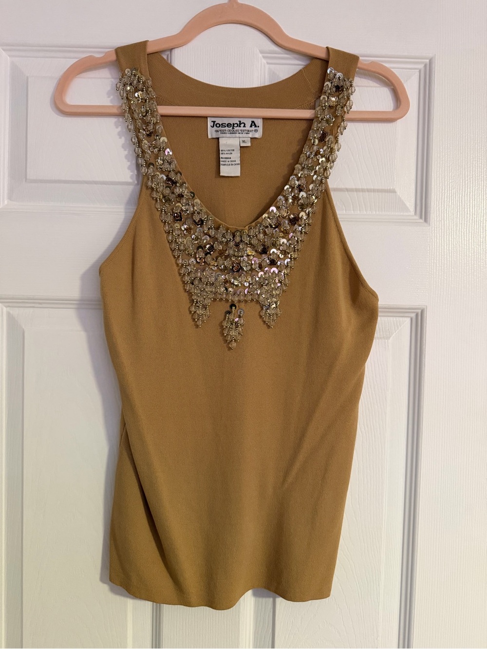 Joseph A. Embellished V-Neck Camisole in Mustard
